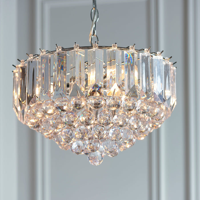 Endon FARGO-14CH Fargo 3lt Pendant Chrome plate & clear acrylic 3 x 6W LED E14 (Required) - westbasedirect.com