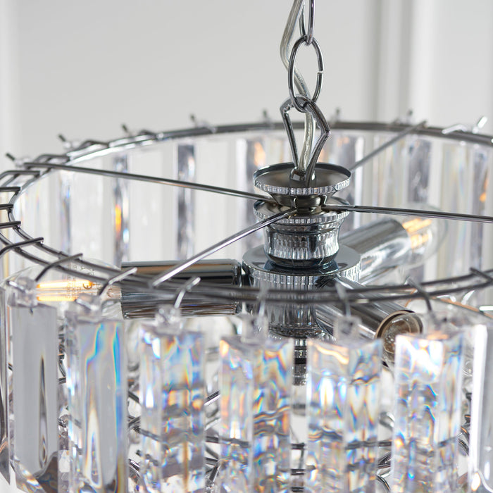 Endon FARGO-14CH Fargo 3lt Pendant Chrome plate & clear acrylic 3 x 6W LED E14 (Required) - westbasedirect.com