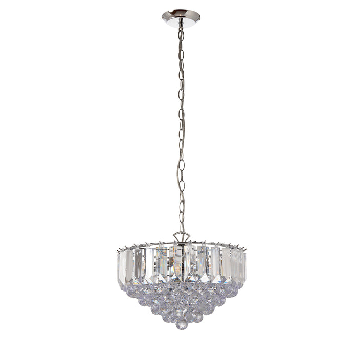 Endon FARGO-14CH Fargo 3lt Pendant Chrome plate & clear acrylic 3 x 6W LED E14 (Required) - westbasedirect.com