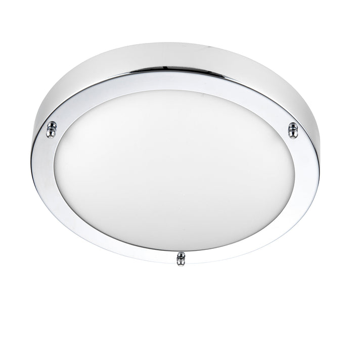 Saxby 59850 Portico chrome IP44 40W Chrome effect plate & frosted glass 40W E27 GLS (Required) - westbasedirect.com