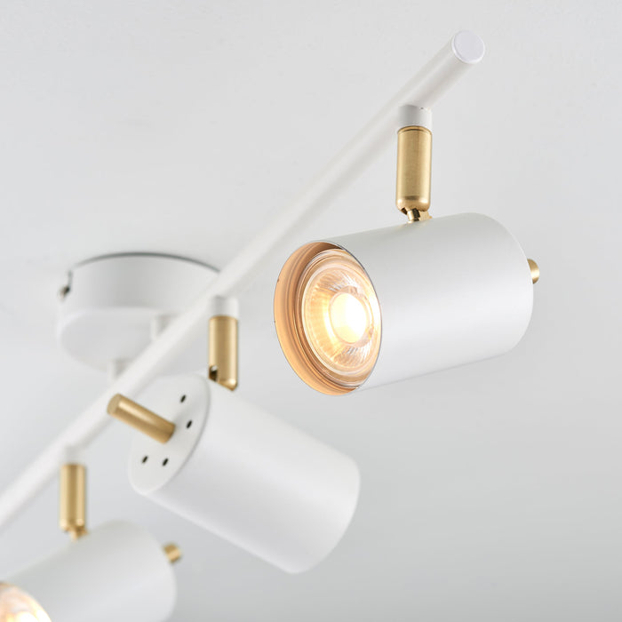 Endon 59933 Gull 4lt Spot Matt white paint & satin brass plate 4 x 7W LED GU10 (Required) - westbasedirect.com