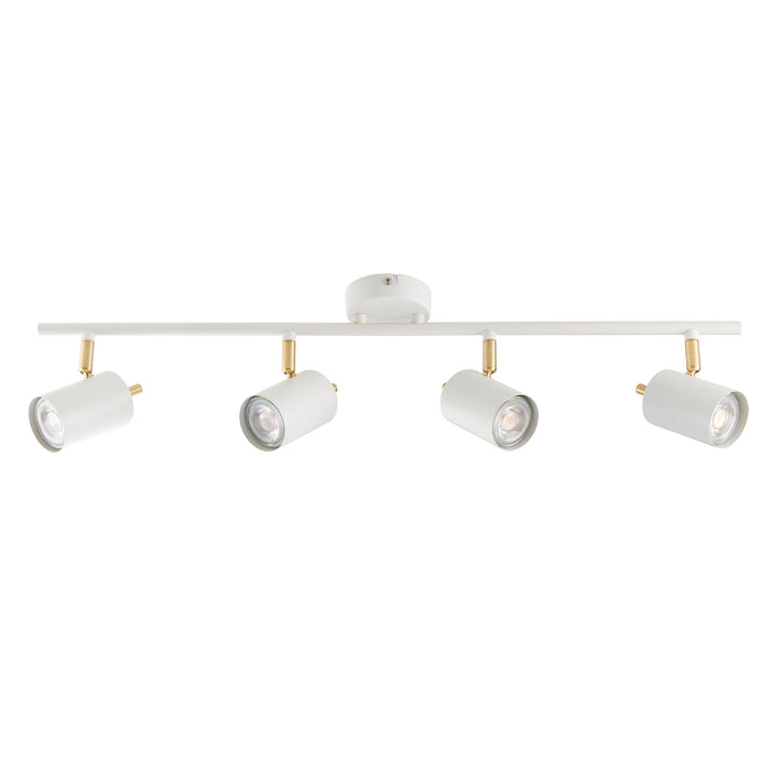 Endon 59933 Gull 4lt Spot Matt white paint & satin brass plate 4 x 7W LED GU10 (Required) - westbasedirect.com