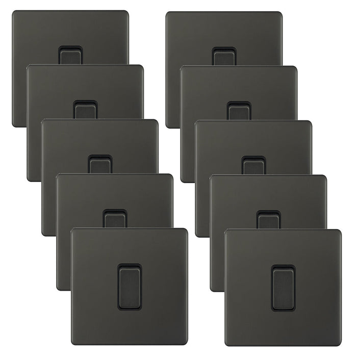 Selectric 5MPLUS-12-01 5M-PLUS Screwless 1 Gang 2 Way 10AX Plate Switch - Dark Bronze, Black Insert (Pack 10)