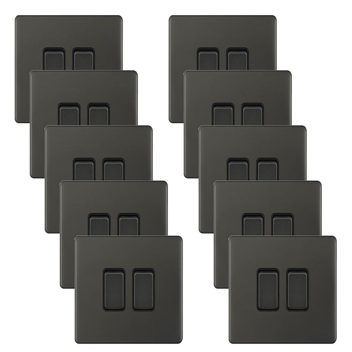 Selectric 5MPLUS-12-02 5M-PLUS Screwless 2 Gang 2 Way 10AX Plate Switch - Dark Bronze, Black Insert (Pack 10)