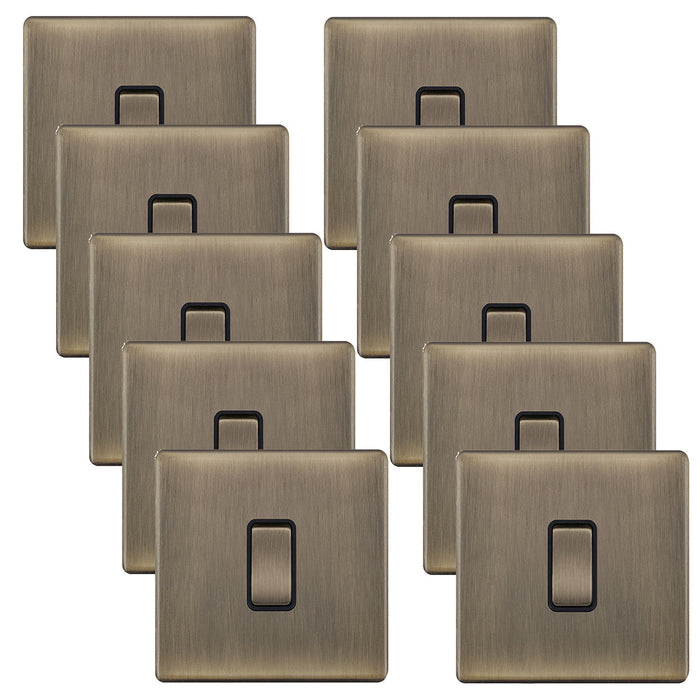 Selectric 5MPLUS-601 5M-PLUS Screwless 1 Gang 2 Way 10AX Plate Switch - Antique Brass, Black Insert (Pack 10)