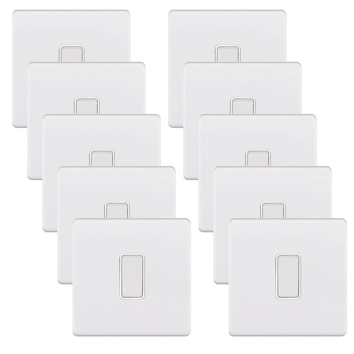 Selectric 5MPLUS-901 5M-PLUS Screwless 1 Gang 2 Way 10AX Plate Switch - Matt White, White Insert (Pack 10)