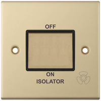 Selectric DSL808 5M 10AX 3 Pole Fan Isolator Switch - Satin Brass, Black Insert