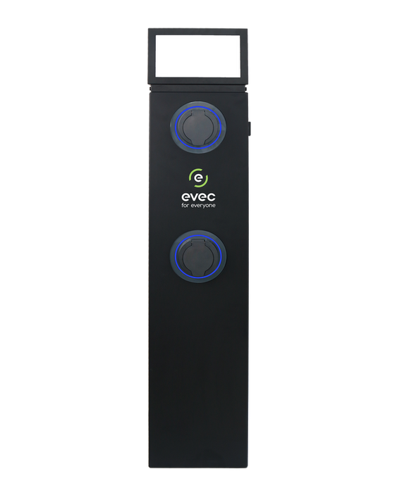 EVEC EDP02 Floor Mounted Smart EV Charger Pedestal Dual 22kW Three Phase Universal Socket Type 2 - westbasedirect.com