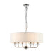 Endon 60179 Nixon 6lt Pendant Bright nickel plate & vintage white fabric 6 x 40W E14 candle (Required) - westbasedirect.com