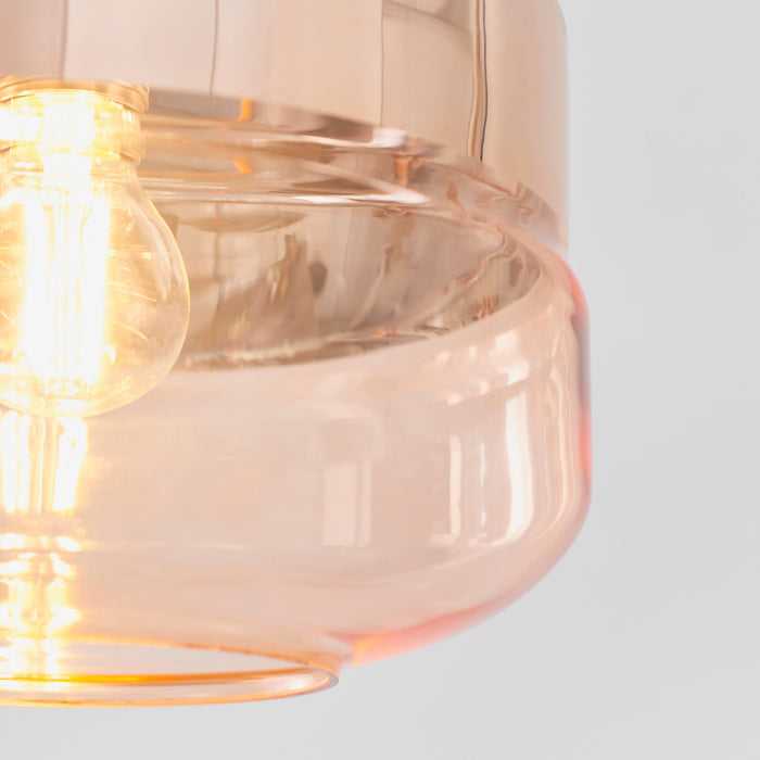 Endon 60182 Willis 1lt Pendant Tinted cognac & copper glass 10W LED E27 (Required) - westbasedirect.com