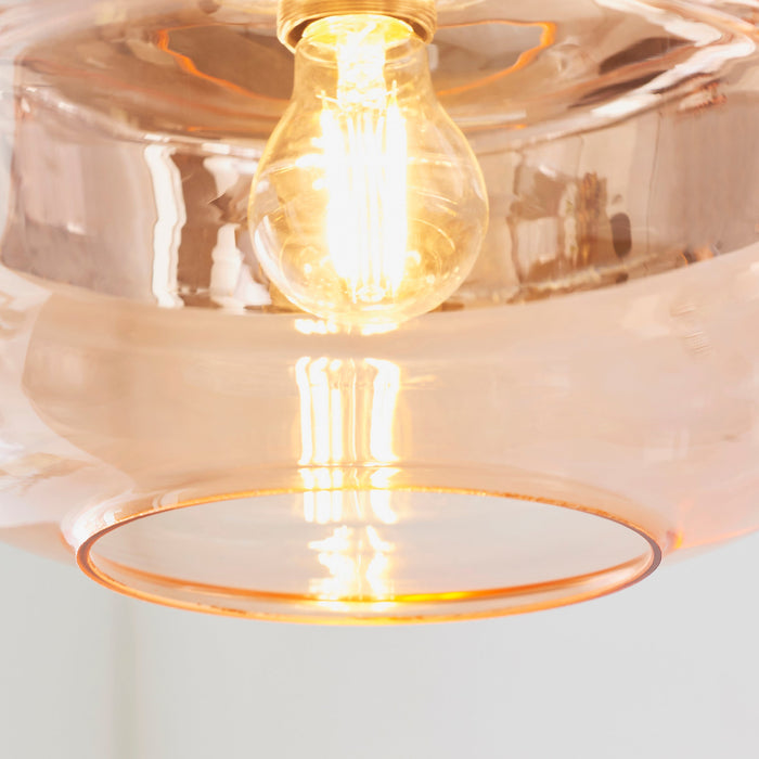 Endon 60182 Willis 1lt Pendant Tinted cognac & copper glass 10W LED E27 (Required) - westbasedirect.com