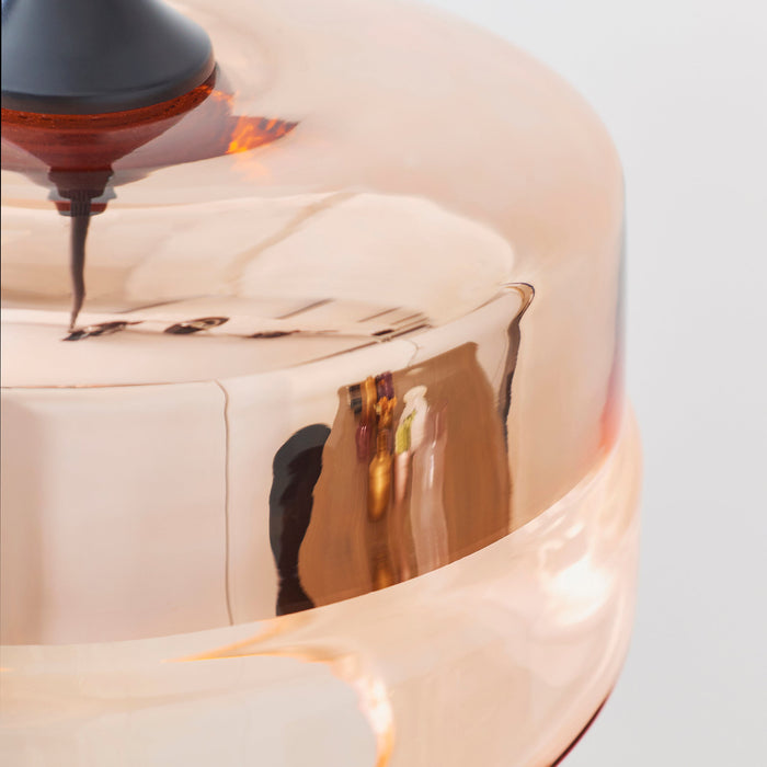 Endon 60182 Willis 1lt Pendant Tinted cognac & copper glass 10W LED E27 (Required) - westbasedirect.com