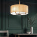 Endon 60241 Daley 3lt Pendant Matt nickel plate & vintage white fabric 3 x 40W E14 candle (Required) - westbasedirect.com