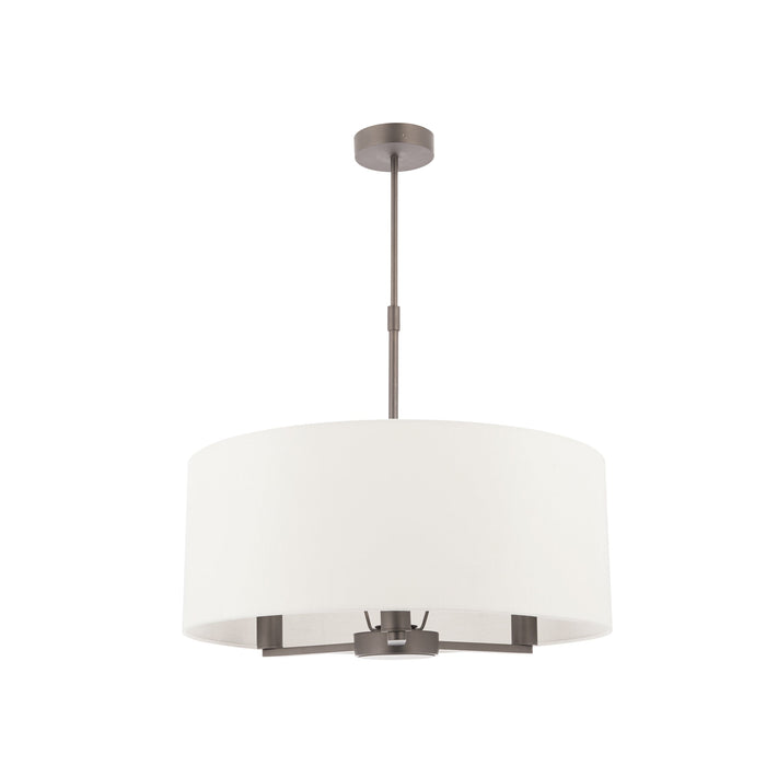 Endon 60241 Daley 3lt Pendant Matt nickel plate & vintage white fabric 3 x 40W E14 candle (Required) - westbasedirect.com