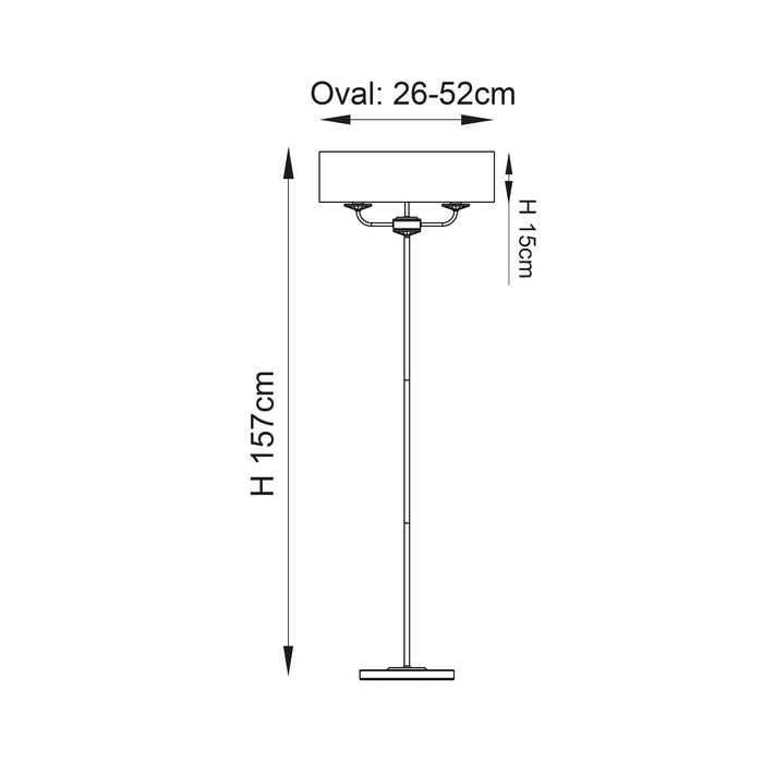 Endon 60803 Nixon 2lt Floor Bright nickel plate & vintage white fabric 2 x 40W E14 candle (Required) - westbasedirect.com