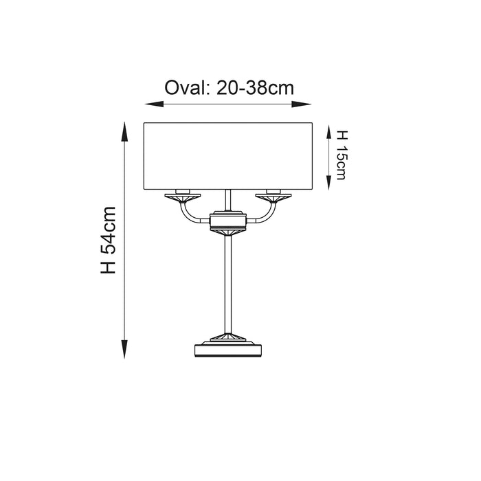 Endon 60804 Nixon 2lt Table Bright nickel plate & vintage white fabric 2 x 40W E14 candle (Required) - westbasedirect.com