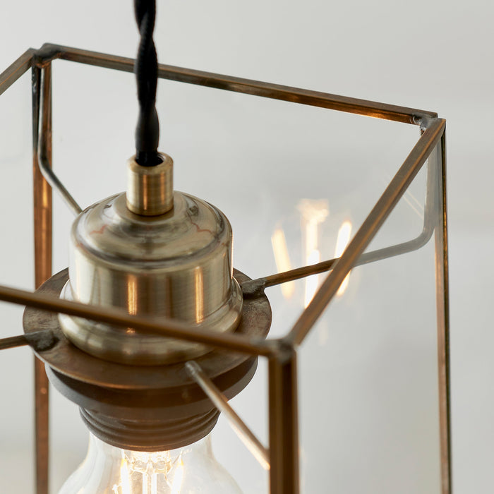 Endon 60892 Beaumont 1lt Pendant easyfit Clear glass & antique brass plate 60W E27 or B22 GLS (Required) - westbasedirect.com