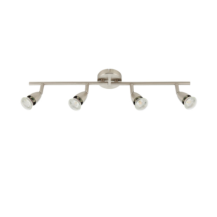 Saxby 60995 Amalfi 4lt bar spotlight satin nickel 35W Satin nickel effect plate 4 x 35W GU10 reflector (Required) - westbasedirect.com