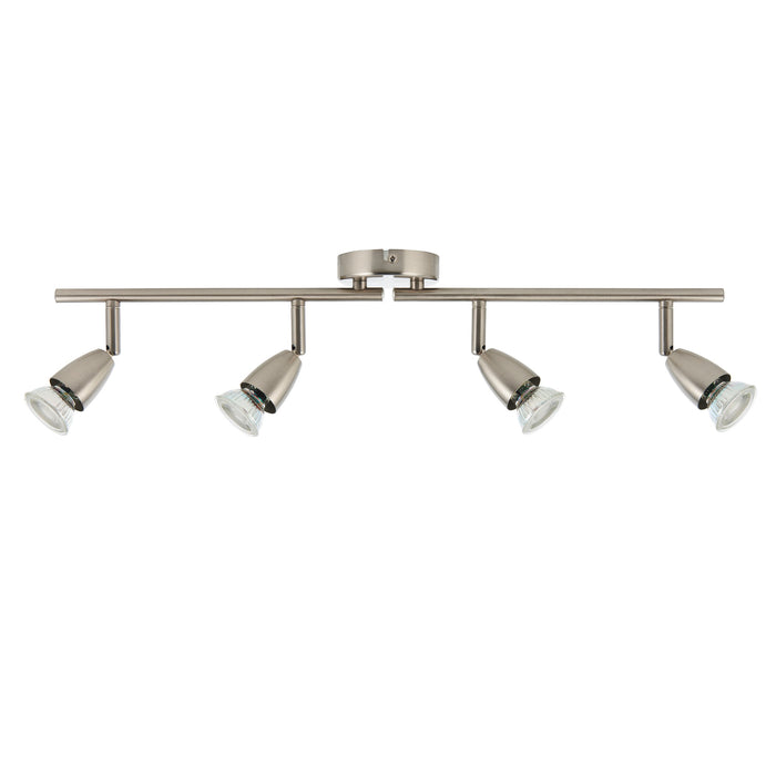 Saxby 60995 Amalfi 4lt bar spotlight satin nickel 35W Satin nickel effect plate 4 x 35W GU10 reflector (Required) - westbasedirect.com