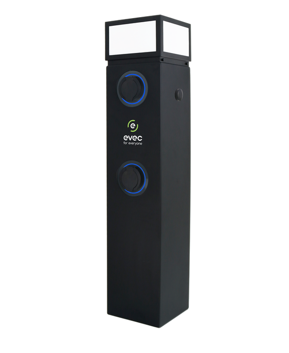 EVEC EDP01 Floor Mounted Smart EV Charger Pedestal Dual 7.4kW Single Phase Universal Socket Type 2 - westbasedirect.com