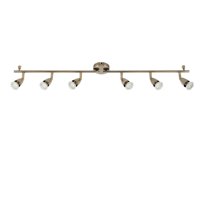 Saxby 61001 Amalfi 6lt bar spotlight antique brass 35W Antique brass plate 6 x 35W GU10 reflector (Required) - westbasedirect.com