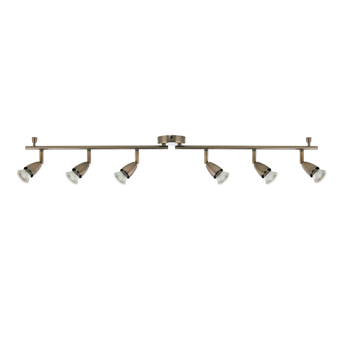 Saxby 61001 Amalfi 6lt bar spotlight antique brass 35W Antique brass plate 6 x 35W GU10 reflector (Required) - westbasedirect.com