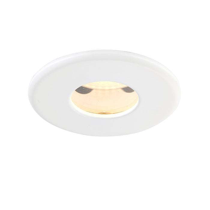 Saxby 61061 ShieldPLUS iP65 IP65 50W Matt white paint & clear glass 50W GU10 reflector (Required) - westbasedirect.com