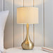 Endon 61191 Piccadilly 1lt Table Soft brass plate & taupe fabric 40W E14 candle (Required) - westbasedirect.com