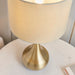 Endon 61191 Piccadilly 1lt Table Soft brass plate & taupe fabric 40W E14 candle (Required) - westbasedirect.com