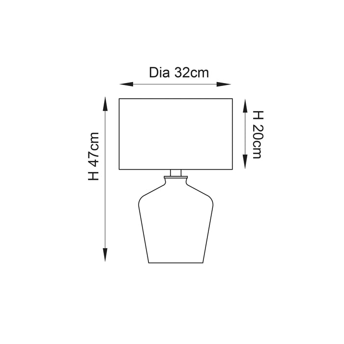 Endon 61198 Waldorf 1lt Table Chrome glass & ivory fabric 60W E27 GLS (Required) - westbasedirect.com