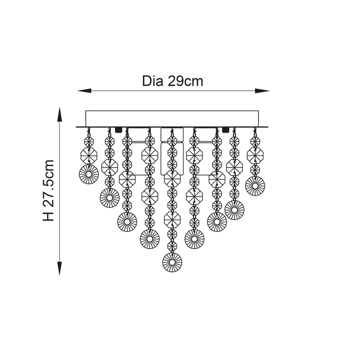 Endon 61233 Kristen 3lt Flush Clear crystal & chrome plate 3 x 18W G9 clear capsule (Required) - westbasedirect.com