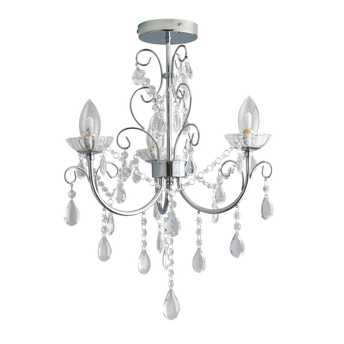 Endon 61251 Tabitha 3lt Semi flush Chrome plate & clear crystal 3 x 18W G9 clear capsule (Required) - westbasedirect.com