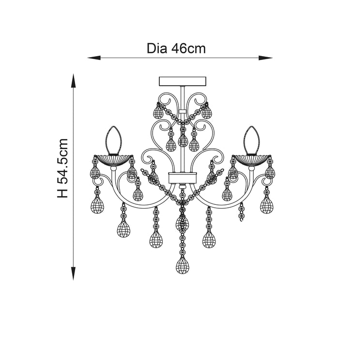 Endon 61251 Tabitha 3lt Semi flush Chrome plate & clear crystal 3 x 18W G9 clear capsule (Required) - westbasedirect.com