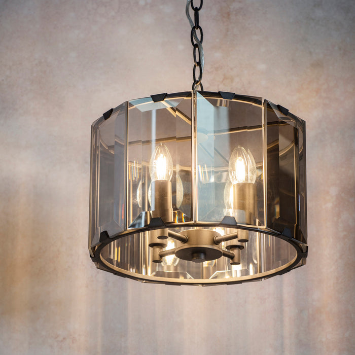 Endon 61281 Clooney 4lt Pendant Slate grey & smoked cut glass 4 x 40W E14 candle (Required) - westbasedirect.com