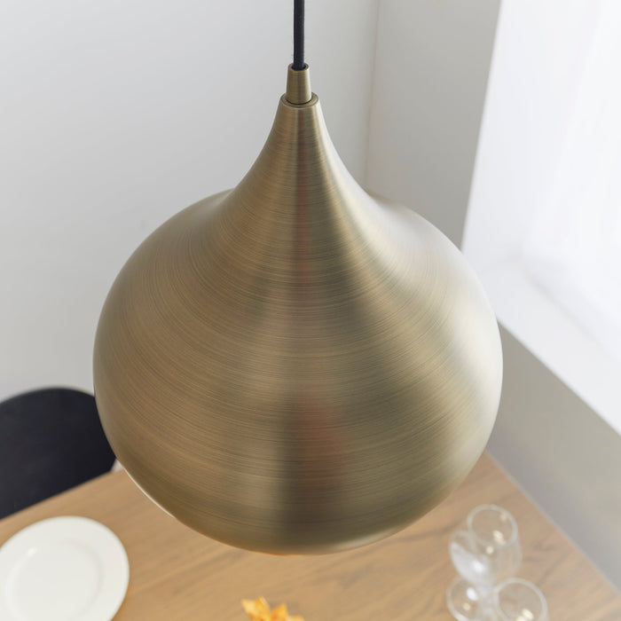 Endon 61299 Brosnan 1lt Pendant Matt antique brass paint 19W LED (SMD 2835) Cool White - westbasedirect.com