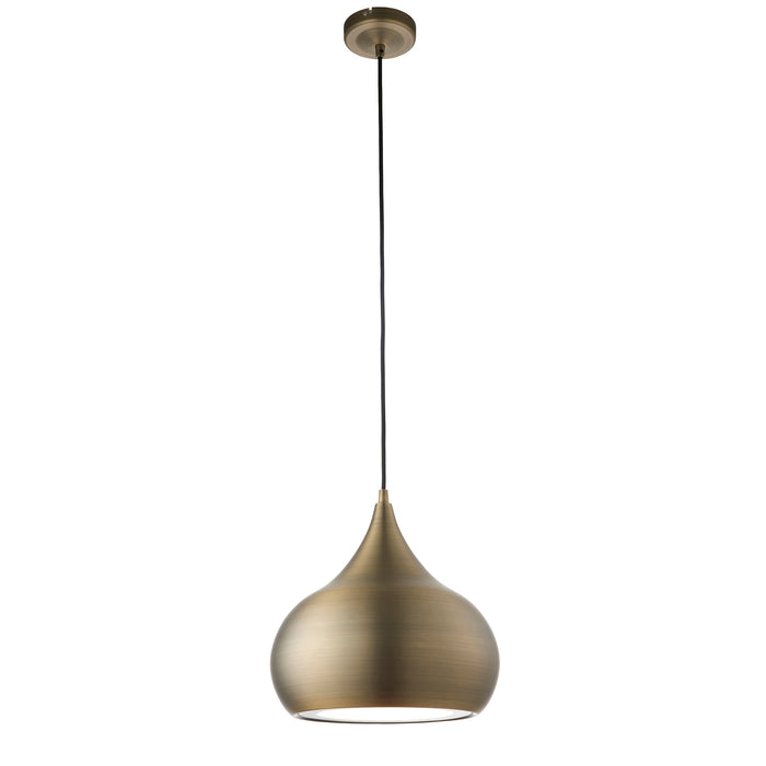 Endon 61299 Brosnan 1lt Pendant Matt antique brass paint 19W LED (SMD 2835) Cool White - westbasedirect.com