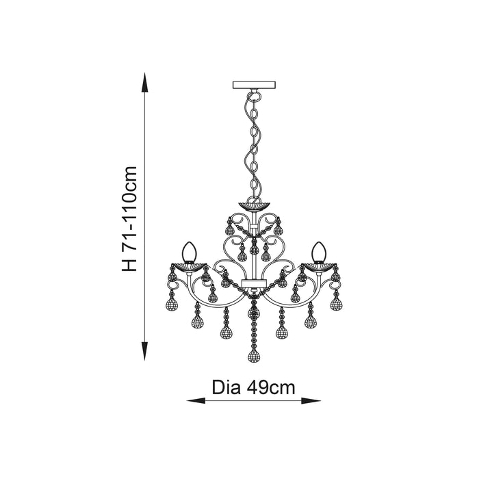 Endon 61384 Tabitha 5lt Pendant Chrome plate & clear crystal 5 x 18W G9 clear capsule (Required) - westbasedirect.com