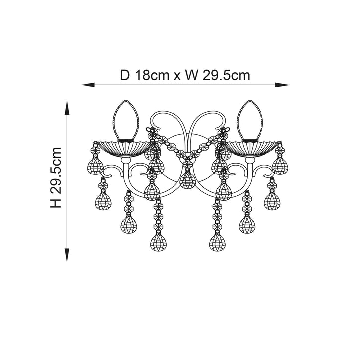 Endon 61385 Tabitha 2lt Wall Chrome plate & clear crystal 2 x 3W LED G9 (Required) - westbasedirect.com