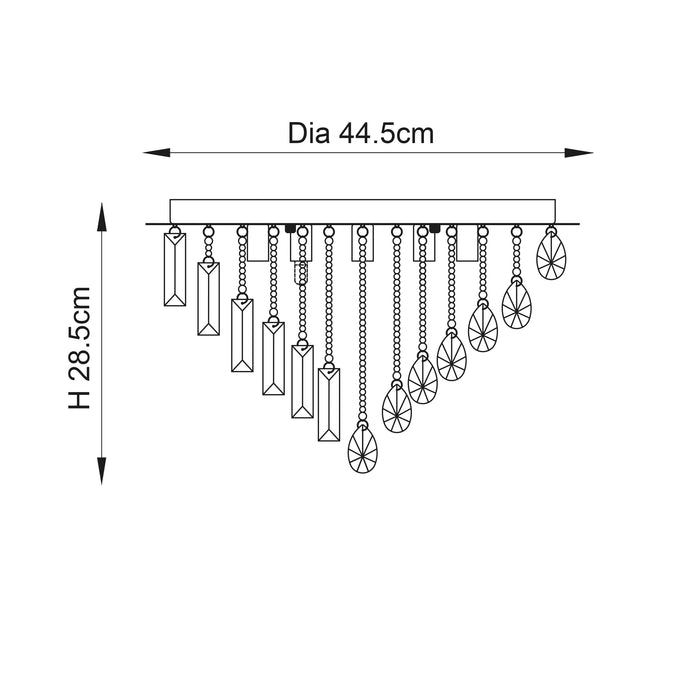 Endon 61564 Siena 5lt Flush Chrome plate & clear crystal 5 x 28W G9 clear capsule (Required) - westbasedirect.com