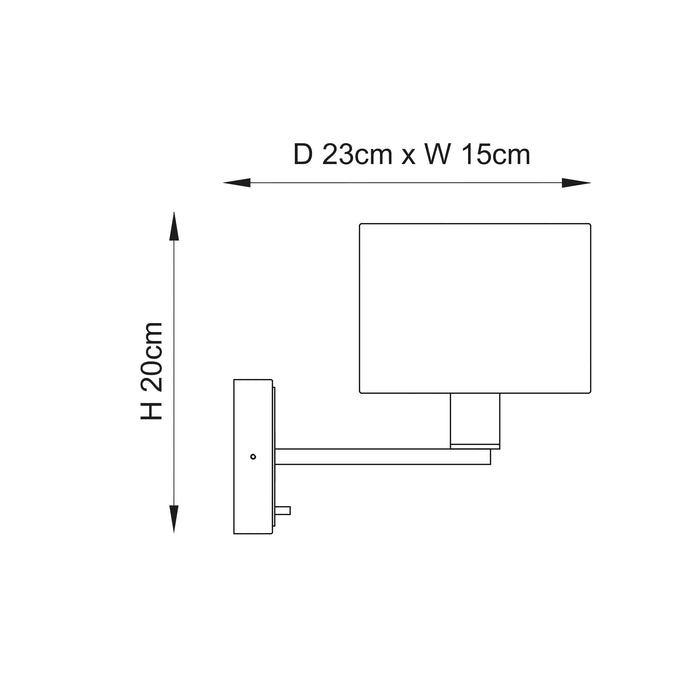 Endon 61608 Daley 1lt Wall Matt nickel plate & vintage white fabric 40W E14 golf (Required) - westbasedirect.com