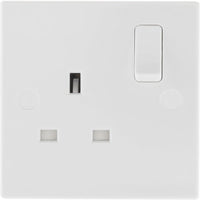 BG 921 White Square Edge 13A SP Single Socket