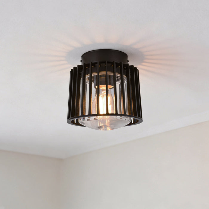 Lutec 6397501012 SHYNE IP54 E27 Outdoor Ceiling Light - Matt Black (Lamp Not Included)