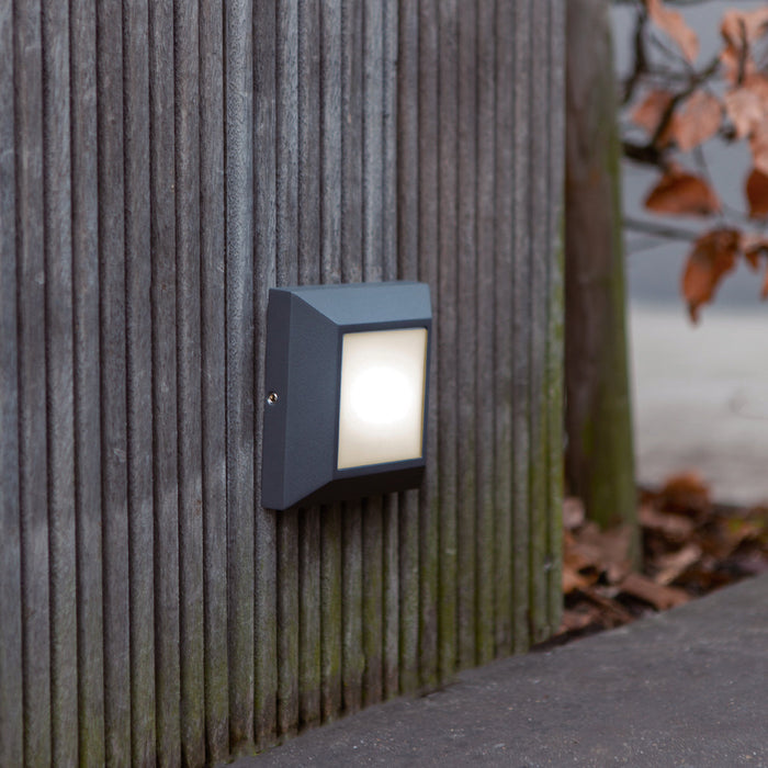 Lutec 6402101118 HELENA 4.5W IP54 LED Surface Mounted Square Brick Light 4000K - Dark Grey