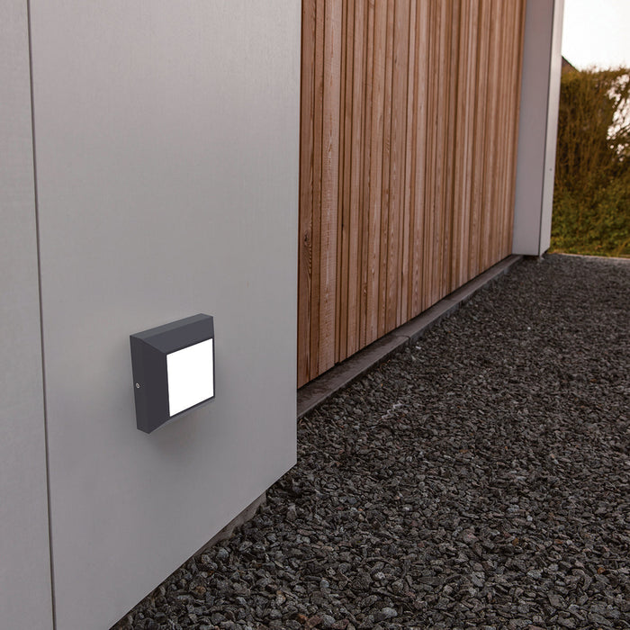 Lutec 6402101118 HELENA 4.5W IP54 LED Surface Mounted Square Brick Light 4000K - Dark Grey