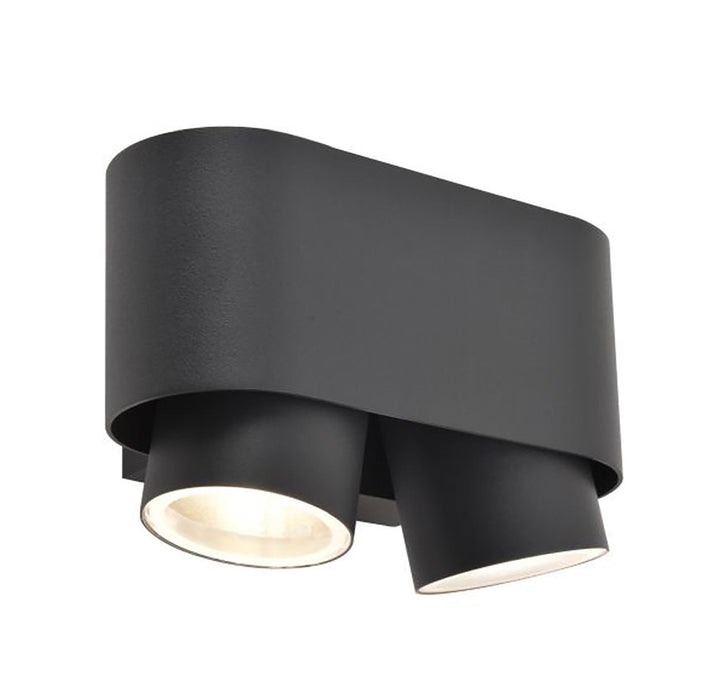 Lutec 6604003118 CYPRES IP44 GU10 Outdoor Twin Down Wall Light c/w Adjustable Heads - Anthracite Grey (Lamp Not Included)