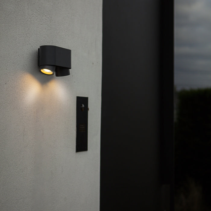 Lutec 6604003118 CYPRES IP44 GU10 Outdoor Twin Down Wall Light c/w Adjustable Heads - Anthracite Grey (Lamp Not Included)