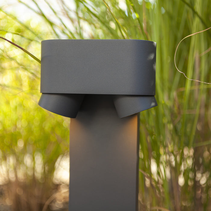 Lutec 6604004118 CYPRES IP44 GU10 Outdoor Bollard Light c/w Adjustable Heads - Anthracite Grey (Lamp Not Included)