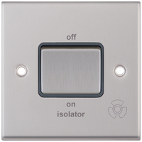 Selectric 7MPRO-708 7M-PRO 10AX 3 Pole Fan Isolator Switch - Satin Chrome, Grey Insert