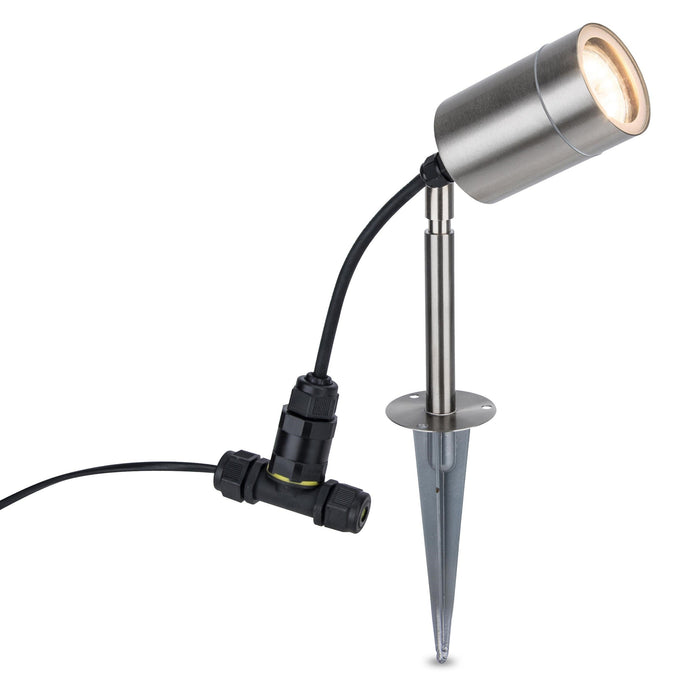 Lutec 6611107001 RADO IP44 GU10 Outdoor Ground Spike Light - Stainless Steel (Lamp Not Included)