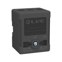 LIVE Electrical TB5P100-BLACK 5 Way 100A Rated Terminal Block Black, Terminal Capacity up to 35mm2